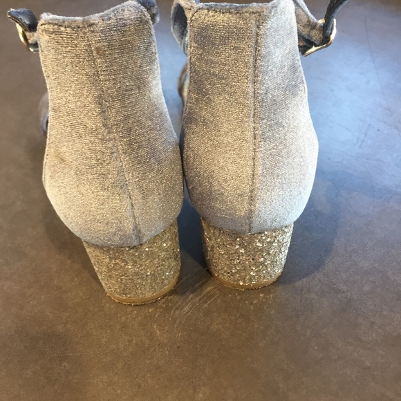 Cityclassified Shoes | Blue Velvet Silver Glitter Block Heel Sandal | Poshmark